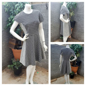 LELA ROSE Micro Check‎ Flared A Line Dress